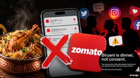 370 रुपये की बिरयानी विवाद के बीच Zomato के नाम से वायरल हुए नोटिफिकेशन पर कंपनी ने सफाई दी। जानिए क्या है पूरा मामला, कैसे शुरू हुआ विवाद और क्यों सोशल मीडिया पर छिड़ी कंसेंट की बहस।