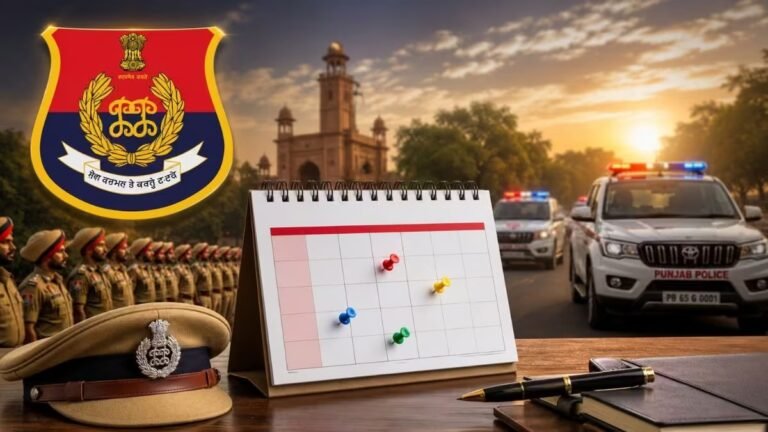 Punjab Police Constable Exam Date 2026 जारी हो गई है। पंजाब पुलिस कांस्टेबल भर्ती परीक्षा 1 जुलाई 2026 से शुरू होगी। जानिए एडमिट कार्ड रिलीज डेट, परीक्षा शेड्यूल और तैयारी के महत्वपूर्ण टिप्स।