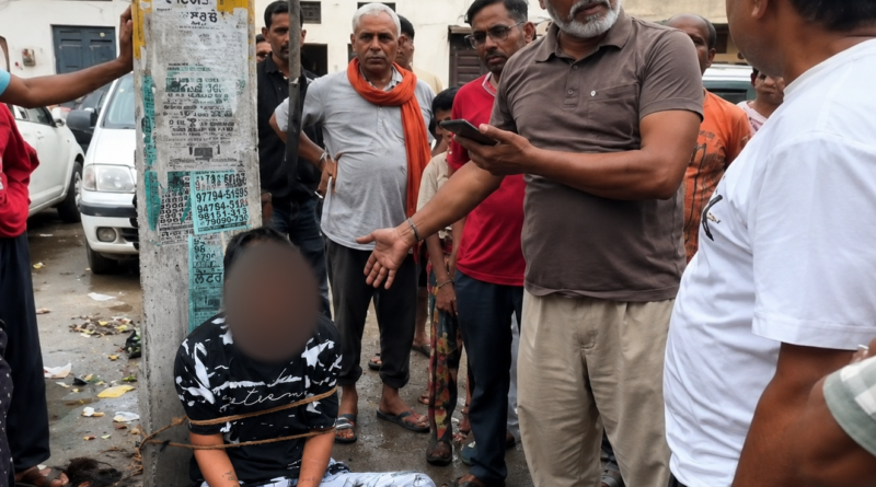 जालंधर फोन चोरी मामले में राम नगर में लोगों ने मोबाइल चुराने के आरोपी को पकड़कर खंभे से बांध दिया और उसकी पिटाई कर दी। पुलिस ने मौके से दो मोबाइल बरामद कर आरोपी को हिरासत में लेकर जांच शुरू कर दी।