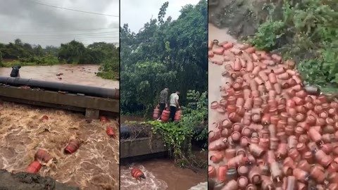 बाढ़ में बहे 3000 गैस सिलेंडर के बाद महाराष्ट्र के रायगढ़ में हाई अलर्ट जारी किया गया है। HPCL पातालगंगा प्लांट में बाढ़ आने से हजारों LPG सिलेंडर नदी में बह गए। प्रशासन ने लोगों से सिलेंडर घर न ले जाने और तुरंत सूचना देने की अपील की है।