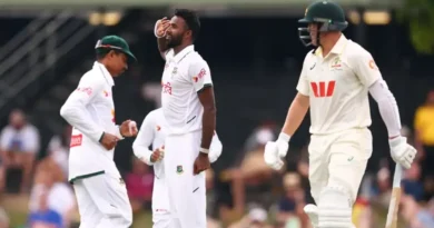 AUS vs BAN: डार्विन टेस्ट में बांग्लादेश ने ऑस्ट्रेलिया को पहली पारी में 198 रन पर ऑलआउट कर दिया। हसन महमूद ने 53 रन देकर 6 विकेट झटके।