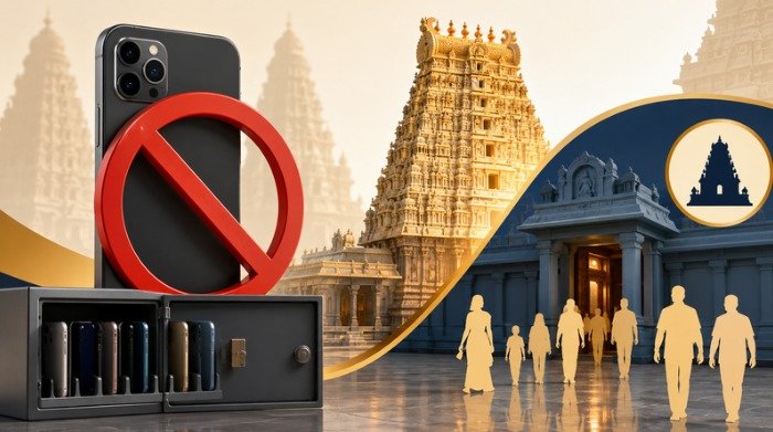 Tamil Nadu Temple Mobile Ban: तमिलनाडु के 52 प्रमुख मंदिरों में 1 सितंबर से कैमरा वाले मोबाइल फोन पर रोक लागू होगी। जानें किन मंदिरों में नया नियम लागू है।